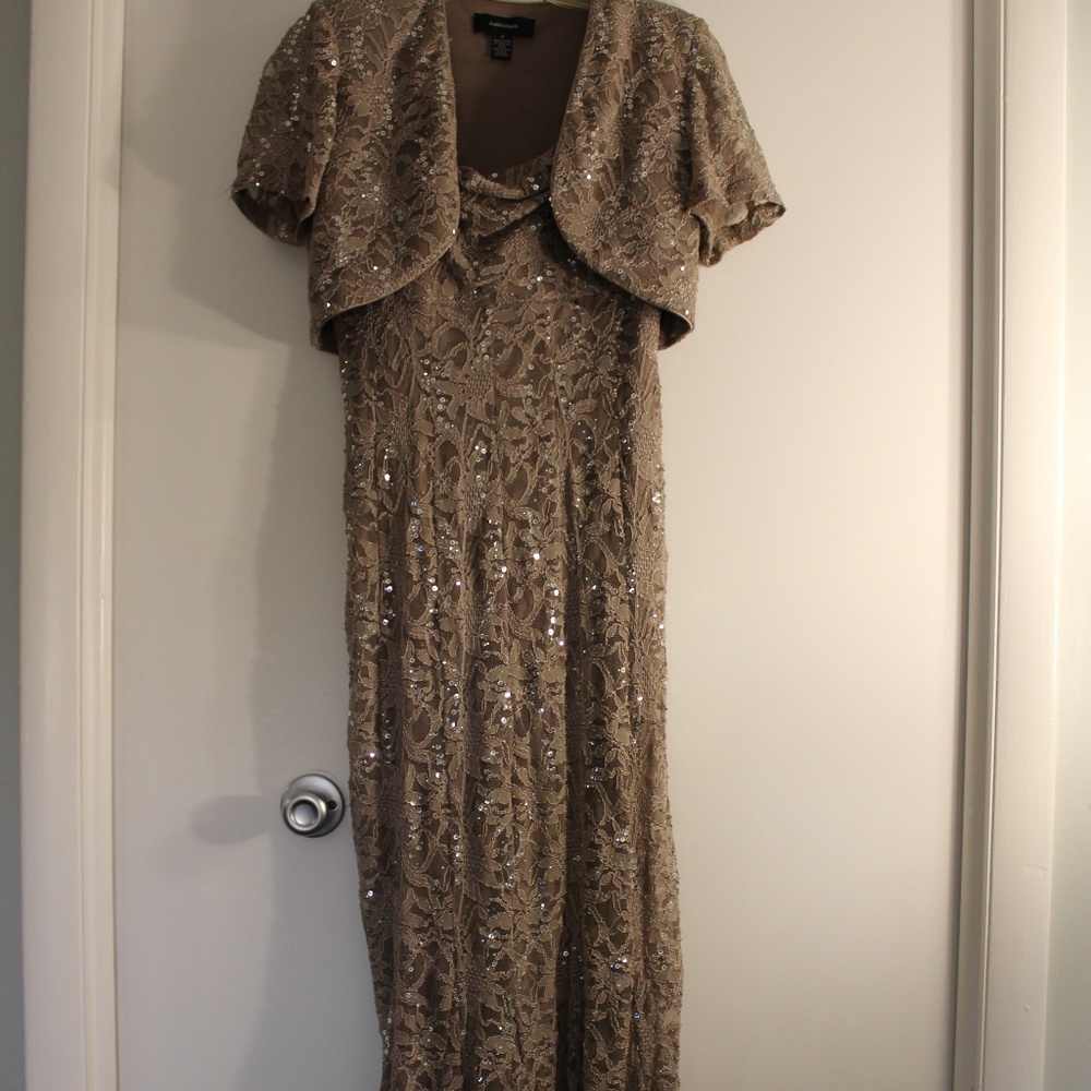 R&M Richards 2 Piece Glitter Lace Jacket Dress